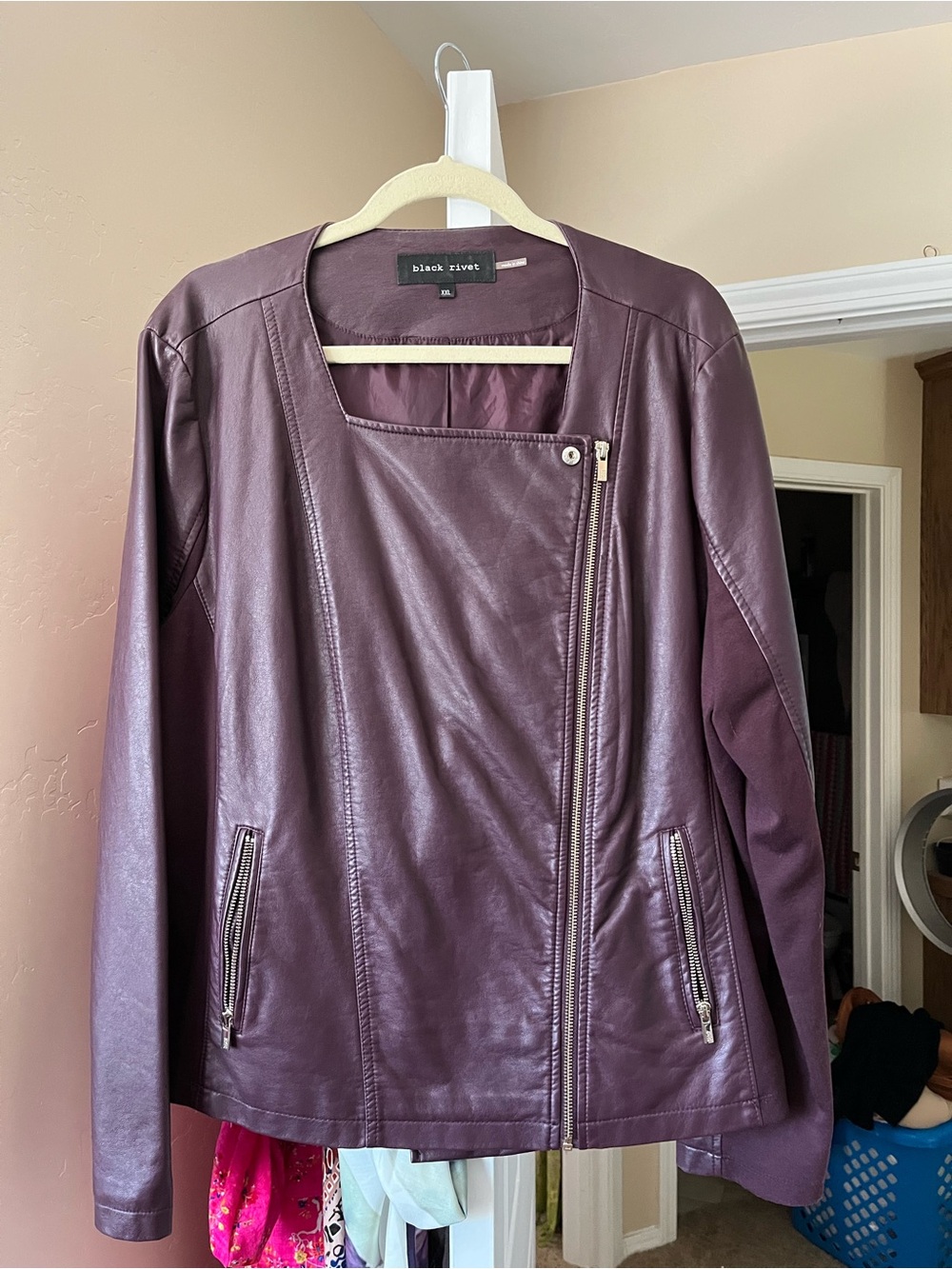 Wilson’s Black Rivet Women's Plum Leather Moto Jacket